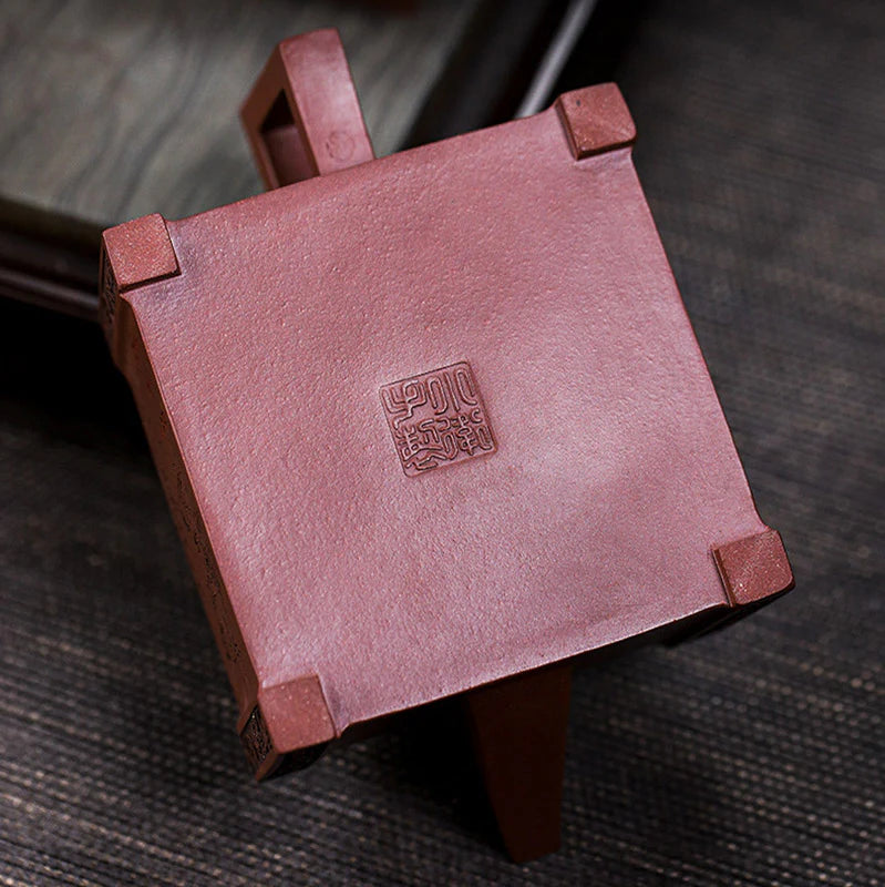 Buddha Stones Yixing All Handmade Gomoku Playing Chess Purple Clay Kung Fu Square Teapot 280ml