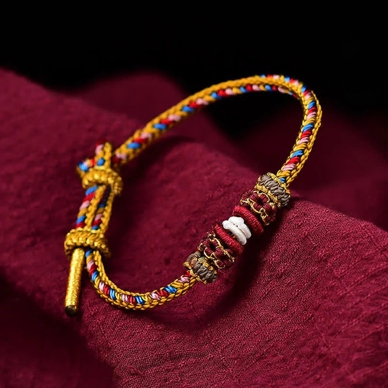 Buddha Stones Handmade Dunhuang Color Luck Braid String Bracelet