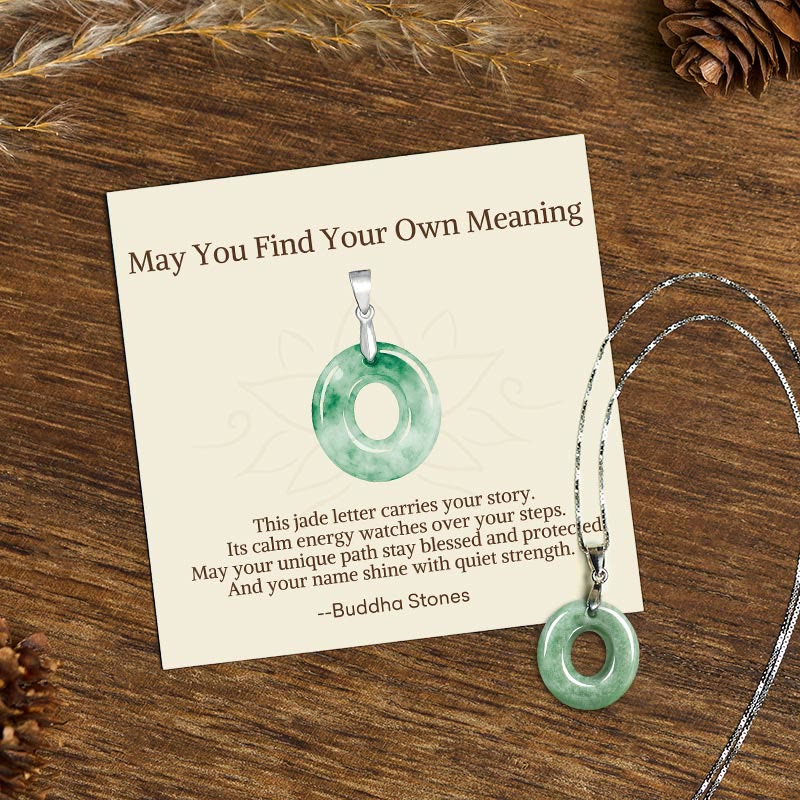 Buddha Stones May You Find Your Own Meaning Natural A-Z Letter Jade 925 Sterling Silver Chain Necklace Includes Gift Message Card