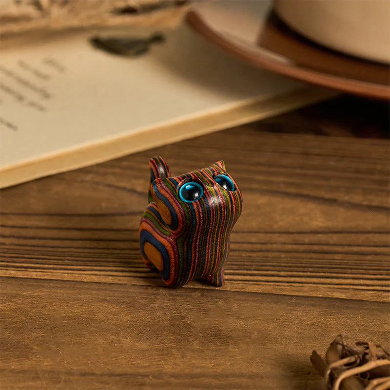 Buddha Stones Carved Cute Kitten Rainbow Eucalyptus Reduce Stress Decoration