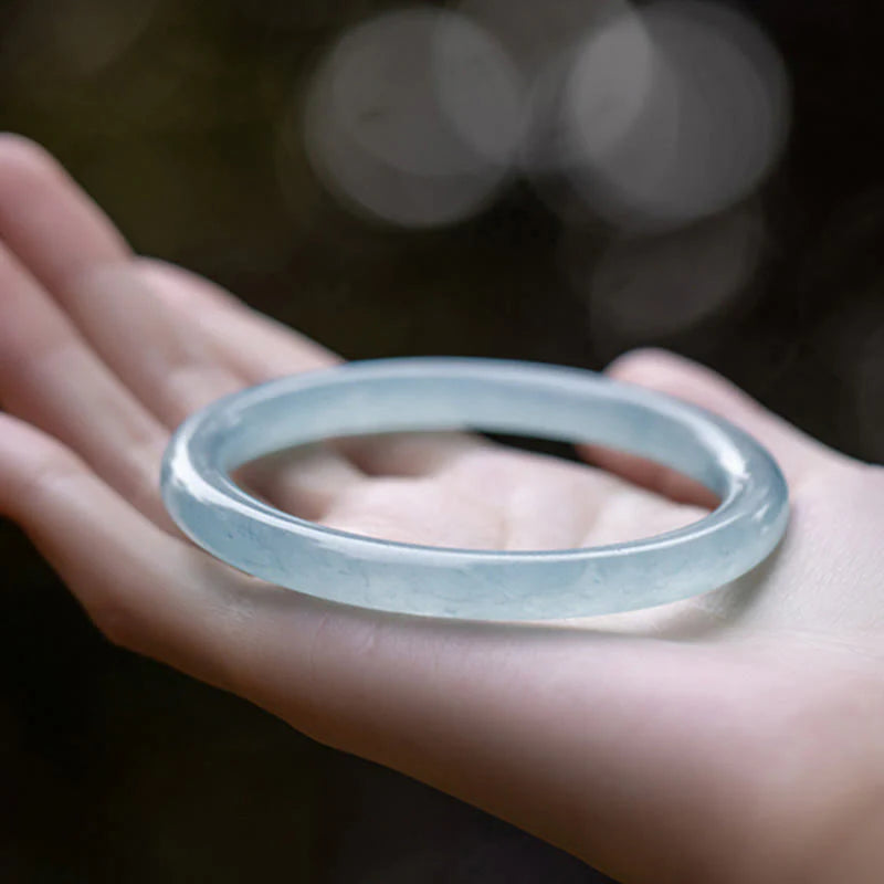 Buddha Stones Natural Aquamarine Serenity Bangle Bracelet (Extra 30% Off | USE CODE: FS30)
