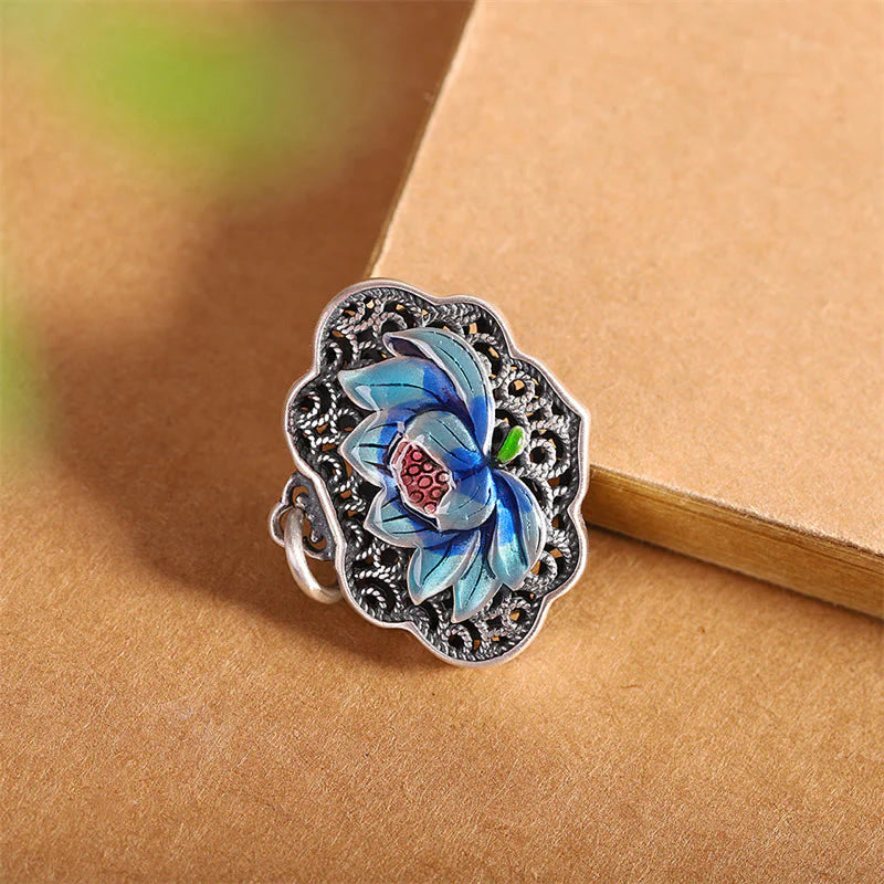 Buddha Stones Lotus Auspicious Cloud New Beginning Necklace Pendant Ring (Extra 30% Off | USE CODE: FS30)