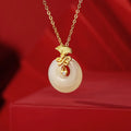 Buddha Stones 925 Sterling Silver Natural Hetian Jade Carnation Flower Prosperity Necklace Pendant