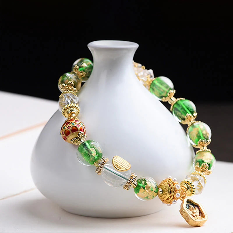 Buddha Stones Liuli Glass 925 Sterling Silver Copper Keep Away Evil Spirits Bracelet