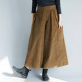 Buddha Stones Women's Plain Side Zipper Design Wide Leg Corduroy 7-8 Length Pants With Pockets