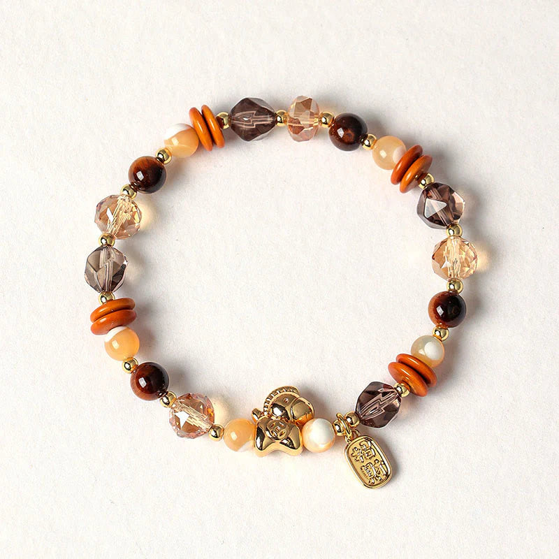 FREE Today: Fortune and Prosperity Tiger Eye Ice Obsidian Pearl Year Of The Horse Lucky Bracelet