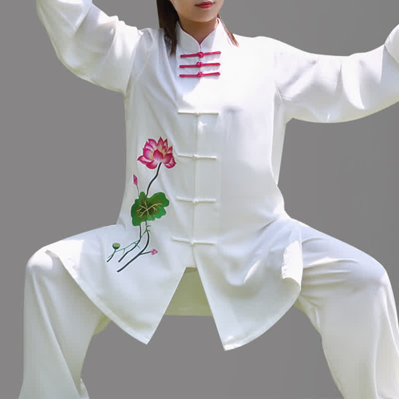 Buddha Stones Lotus Flower Leaf Pattern Tai Chi Meditation Prayer Spiritual Zen Practice Clothing Women's Set (Extra 30% Off | USE CODE: FS30)