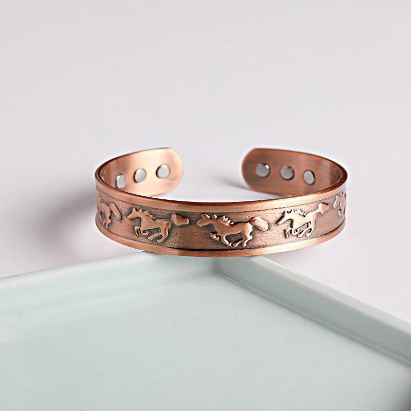Buddha Stones Year Of The Horse Copper Open Self Care Cuff Bracelet Bangle