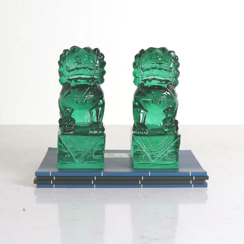 Buddha Stones 2Pcs Lion Statue Courage Strength Resin Home Office Decoration