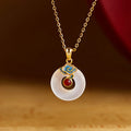 Buddha Stones 925 Sterling Silver Peace Buckle Cloud Chalcedony Necklace Harmony Pendant