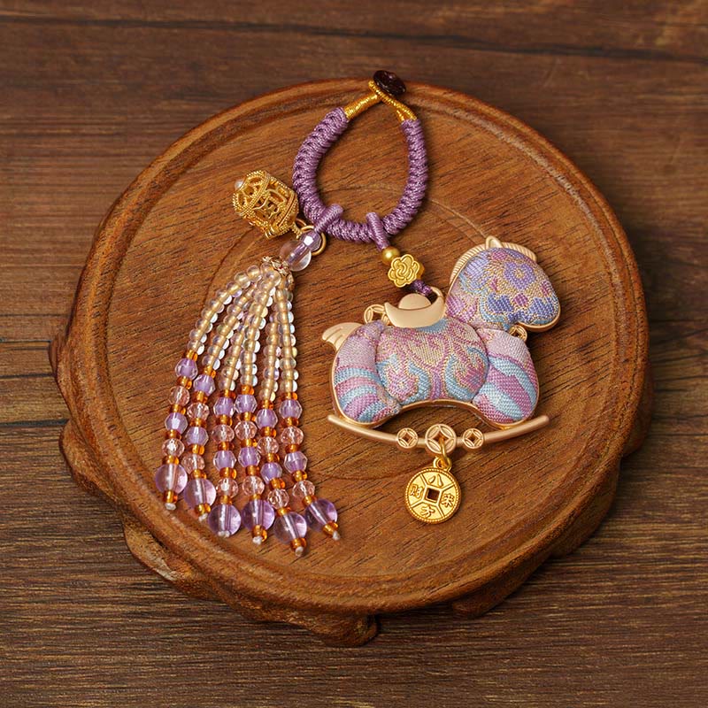 Buddha Stones Year Of The Horse Embroidery Prosperity Key Chain