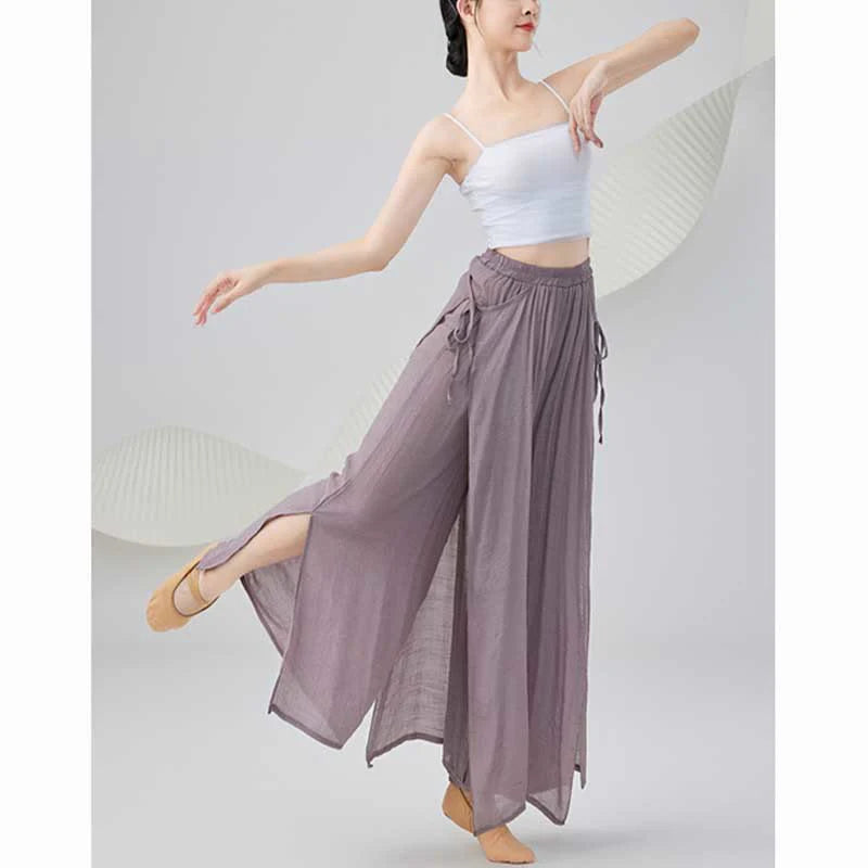 Buddha Stones Solid Color Loose Cotton Linen Wide Leg Pants For Yoga Classical Dance (Extra 35% Off | USE CODE: FS35)