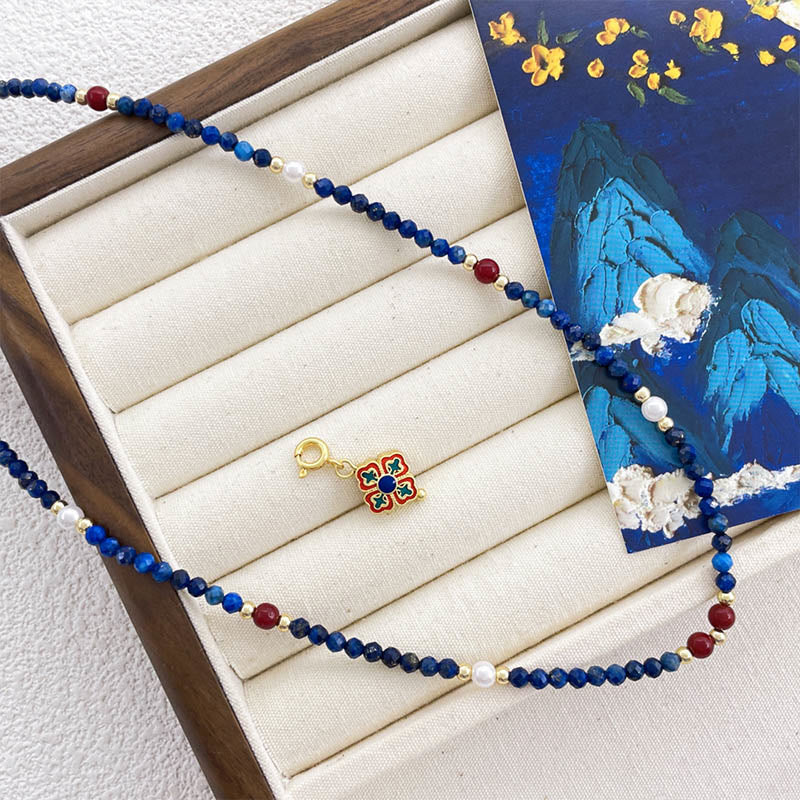 Buddha Stones Lazurite Pearl Positive Necklace Pendant