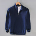 Buddha Stones Ribbed Solid Color Hem Design Men's Mock Neck Long Sleeve Pure Cotton Sweater