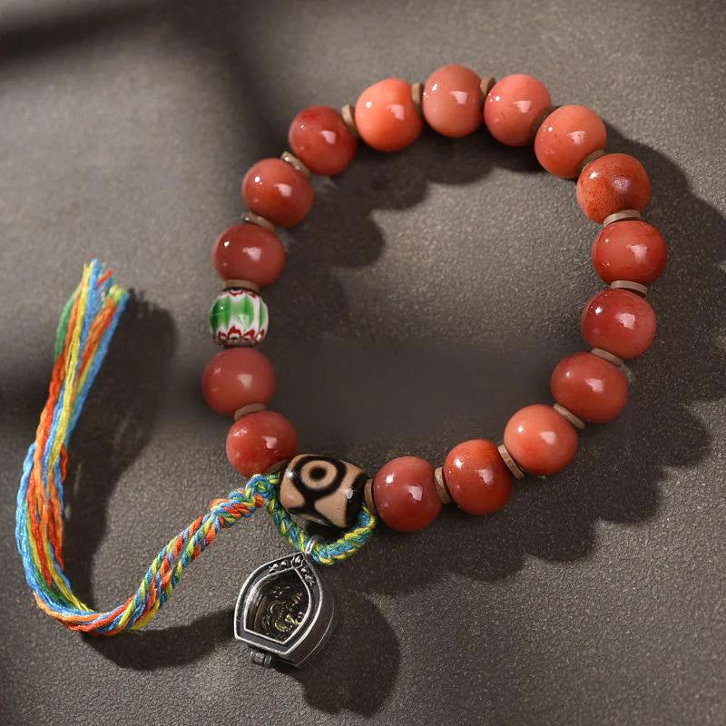 Buddha Stones Vintage Tibetan Camel Bone Tassel Luck Bracelet