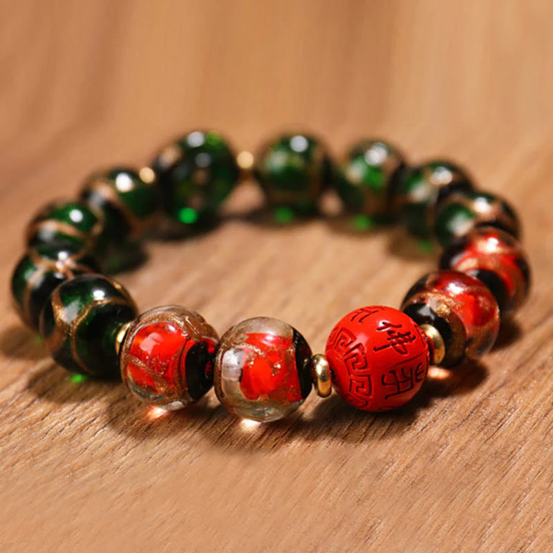 Buddha Stones Tibetan Five God of Wealth Thangka Liuli Glass Bead Chinese Zodiac Protection Bracelet (Extra 35% Off | USE CODE: FS35)