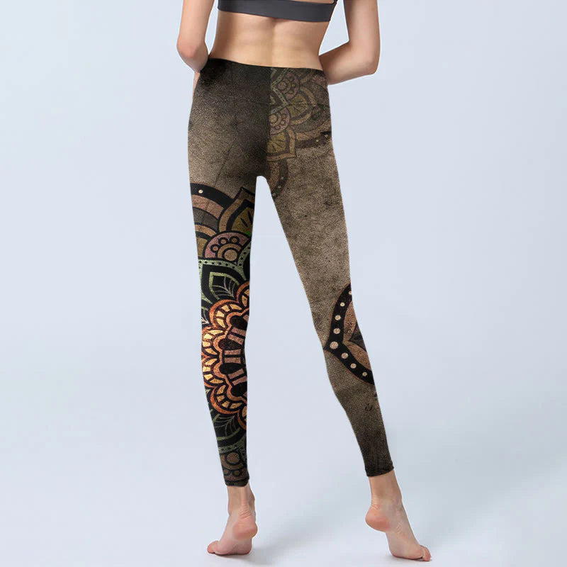 Buddha Stones Mandala Print Design Gym Leggings Women's Yoga Pants