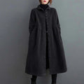 Buddha Stones Plain Buttons Long Sleeve Women's Cotton Corduroy Fleece-Lined Coat With Pockets