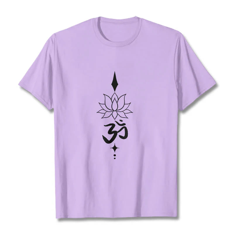 Buddha Stones Om Symbol Lotus Tee T-shirt