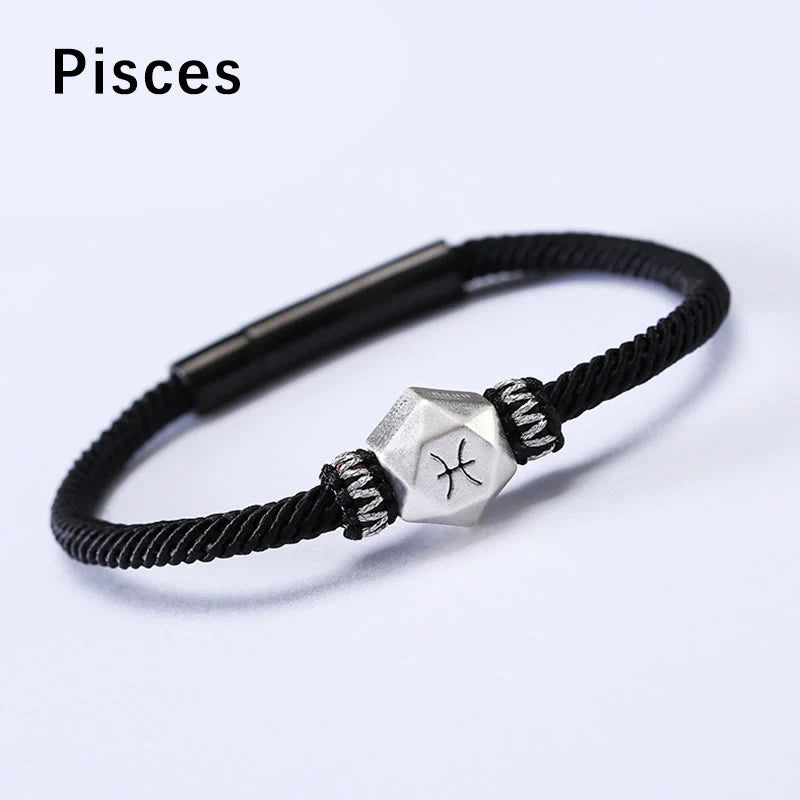 Buddha Stones 999 Sterling Silver 12 Constellations of the Zodiac Protection Handmade String Bracelet (Extra 35% Off | USE CODE: FS35)