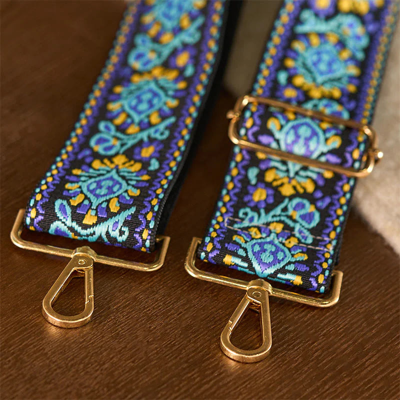 Buddha Stones Bohemian Flower Geometric Stripes Embroidery Adjustable Handbags Crossbody Shoulder Bag Purse Straps Replacement