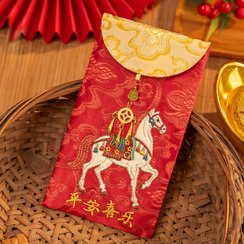 Buddha Stones Chinese Red Envelope Embroidery Peace Joy Year Of The Horse 2026 New Year