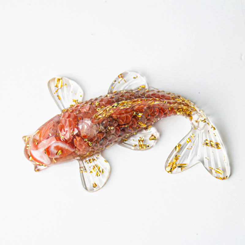 Buddha Stones Koi Fish Crystal Chip Epoxy Resin Luck Decoration