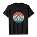 Buddha Stones Blooming Lotus Colorful Striped Pattern Cotton Tee T-shirt