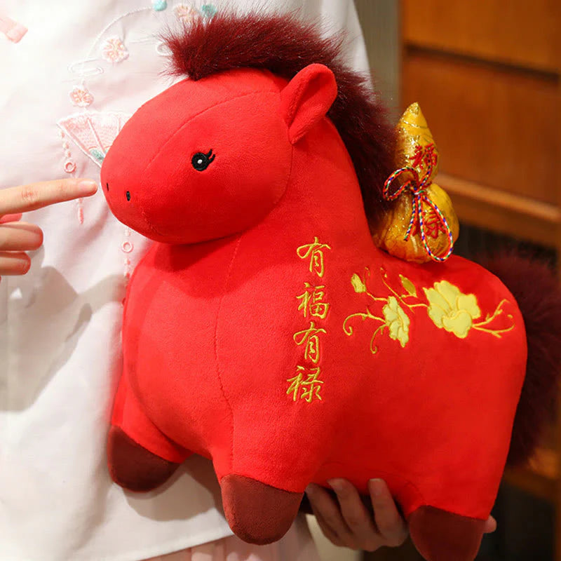 Buddha Stones Year Of The Horse Gourd Plush Doll Desk Fortune Prosperity Decoration
