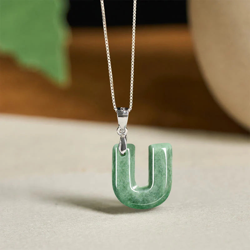 Buddha Stones May You Find Your Own Meaning Natural A-Z Letter Jade Titanium Steel Chain Necklace Includes Gift Message Card