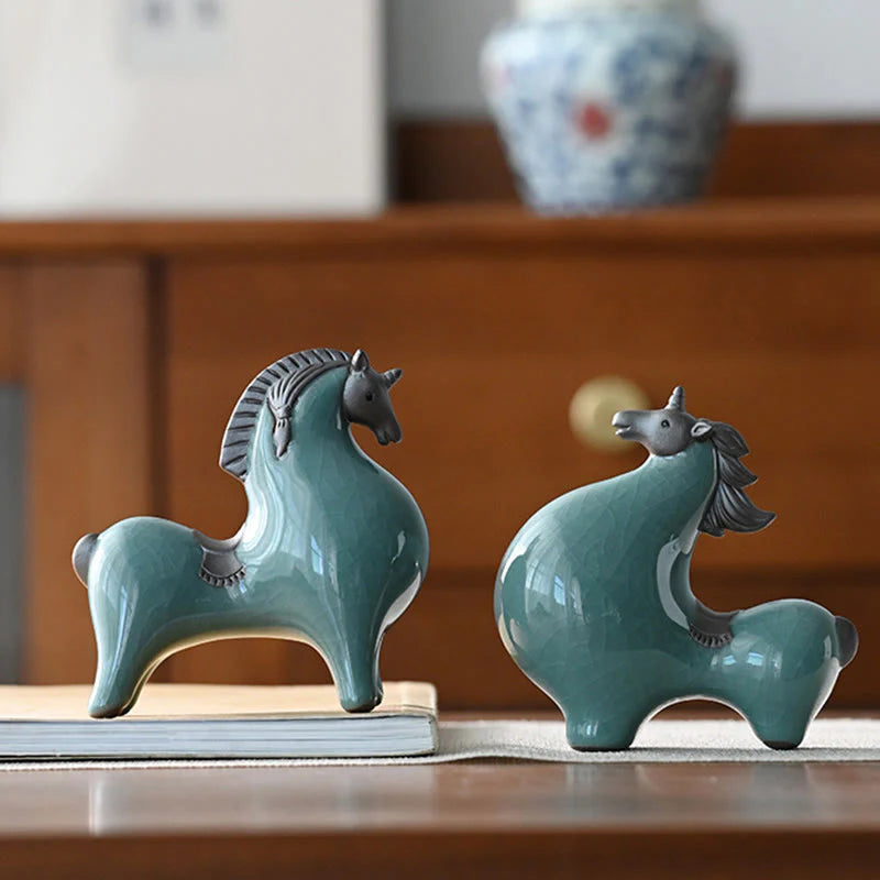 Buddha Stones Head Down Up Horse Ceramic Success Freedom Home Decoration