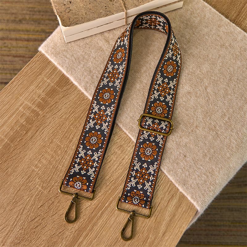 Buddha Stones Boho Brown Flower Geometric Adjustable Handbags Crossbody Shoulder Bag Straps Replacement