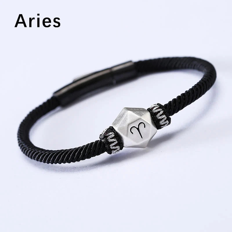 Buddha Stones 999 Sterling Silver 12 Constellations of the Zodiac Protection Handmade String Bracelet (Extra 35% Off | USE CODE: FS35)