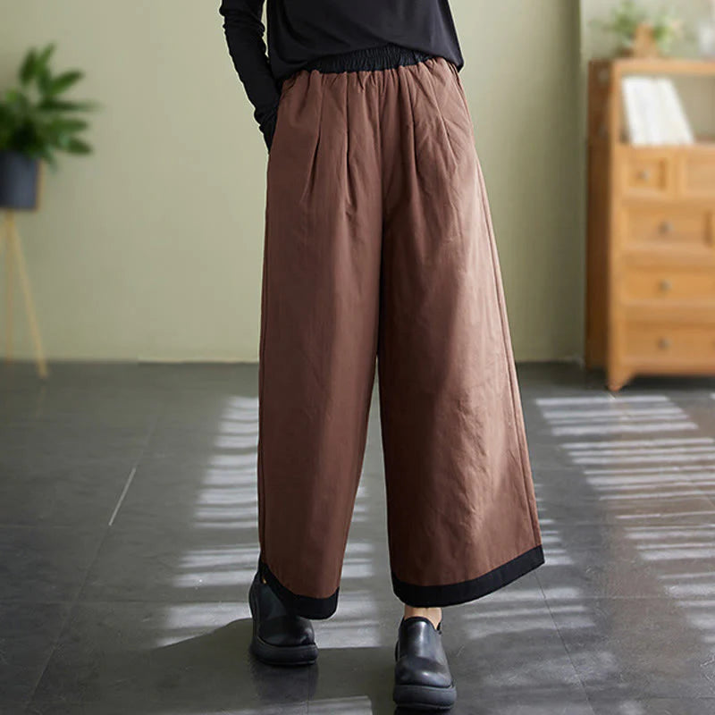 Buddha Stones Casual Plain Women's Wide Leg Pants With Pockets
