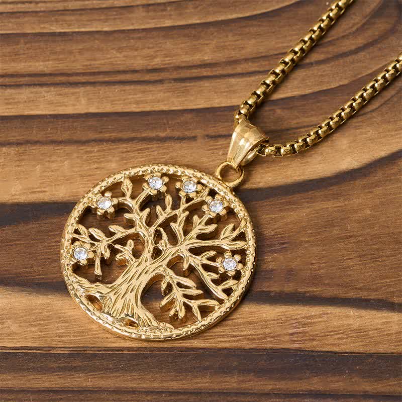 Buddha Stones The Tree Of Life Titanium Steel Creation Necklace Pendant