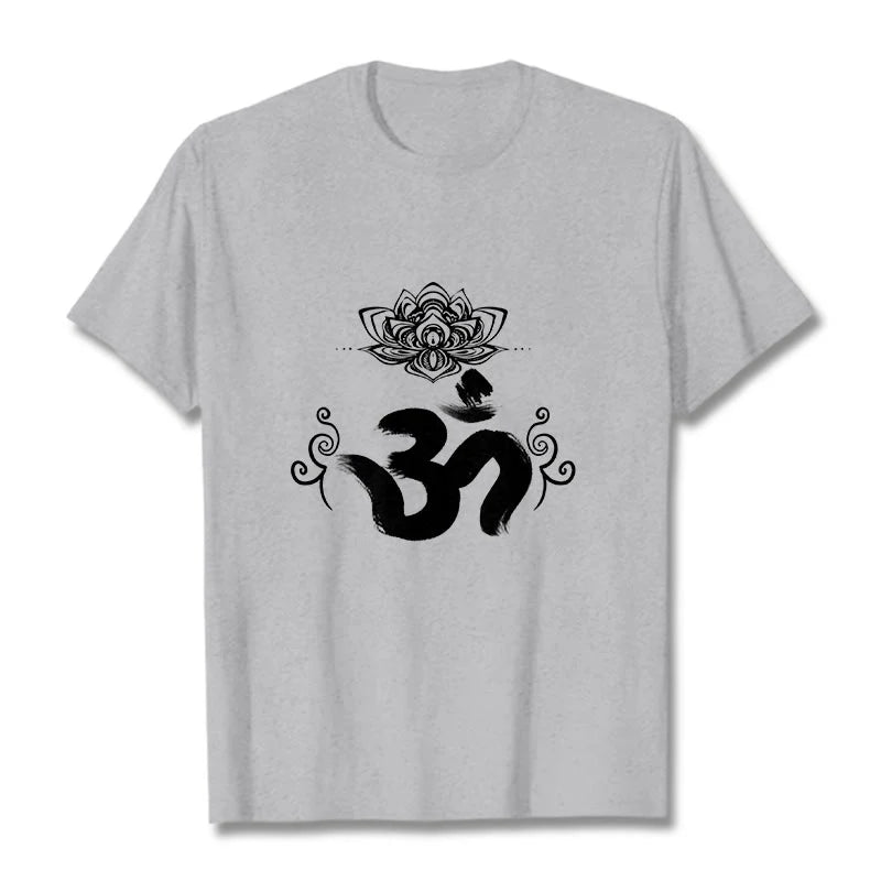Buddha Stones Om Symbol Sanskrit Floral Tee T-shirt