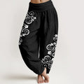 Buddha Stones Pure Cotton Elegant Vine Flower Pattern Women's Elastic Waist Harem Pants