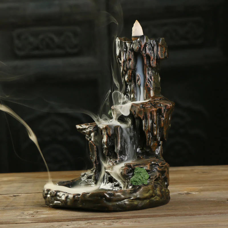 Buddha Stones Waterfall Backflow Incense Burner Mountain Tower Incense Holders