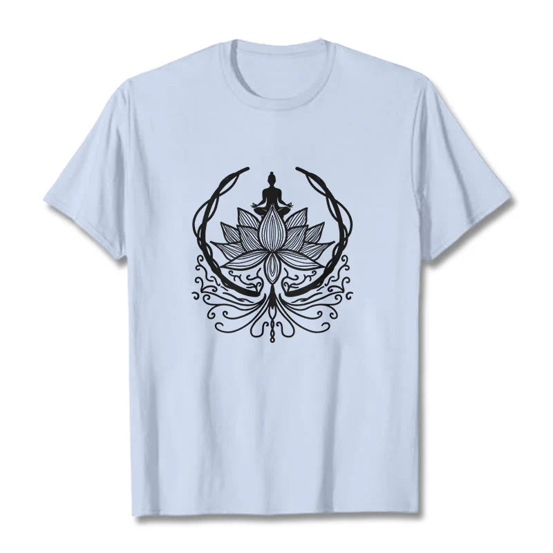 Buddha Stones Meditation Buddha Seated Inside A Lotus Flower Tee T-shirt