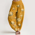 Buddha Stones Cotton Delicate Peony Pattern Women's Elastic Waist Harem Pants