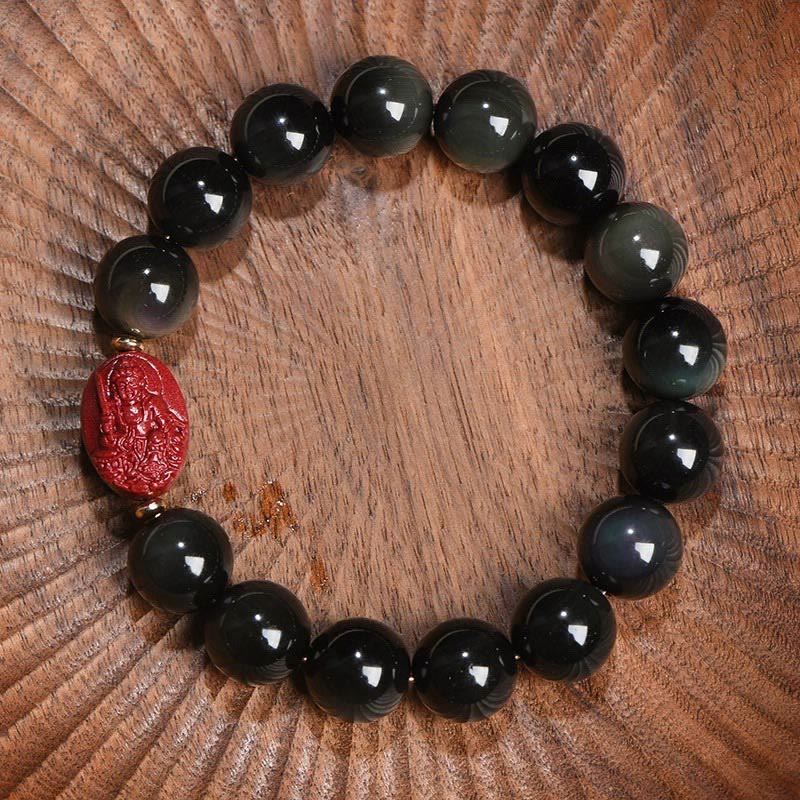 Buddha Stones Chinese Zodiac Natal Buddha Natural Black Obsidian Cinnabar Purification Bracelet (Extra 35% Off | USE CODE: FS35)