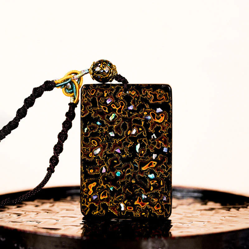 Buddha Stones Handcrafted Lacquer Craft Sandalwood Protection Pendant Necklace