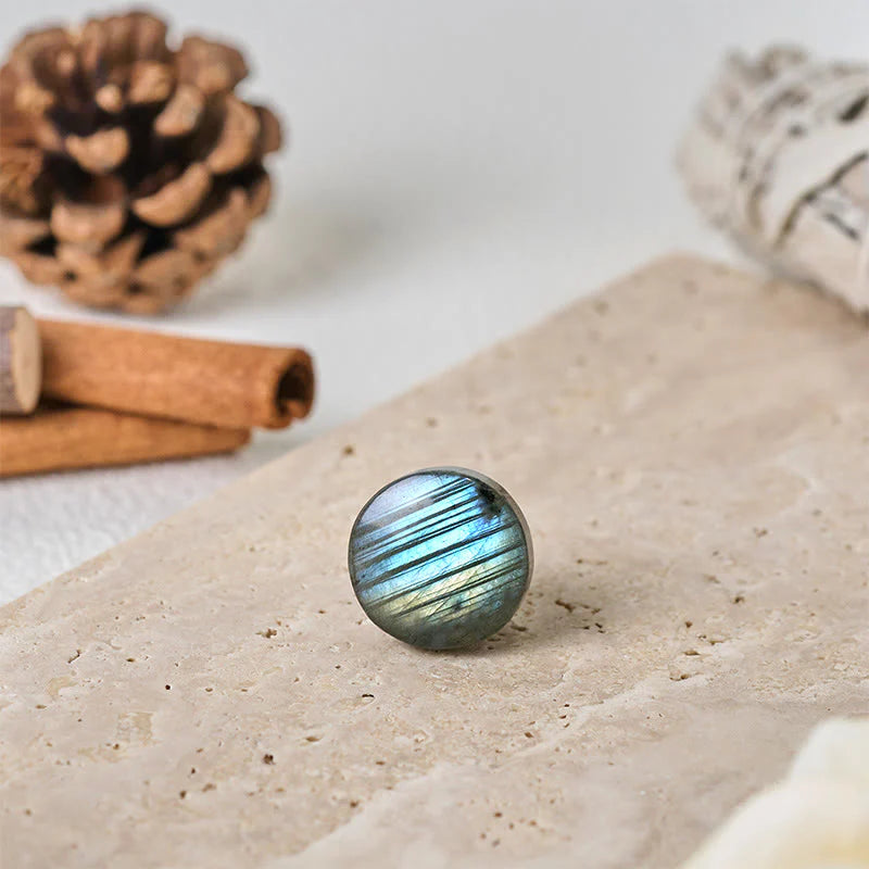 Buddha Stones Natural Round Labradorite Healing Figurine Decoration