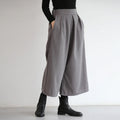 Buddha Stones Plain Elastic Waistband Design Women's 7-8 Length Wide Leg Pants With Pockets