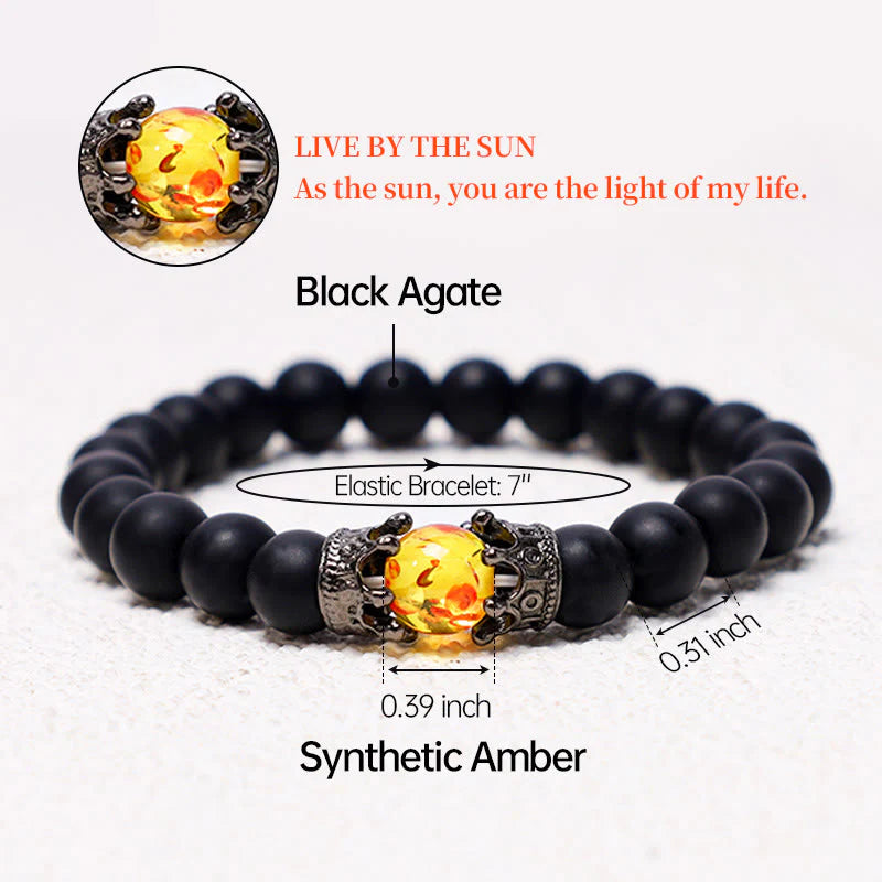 Buddha Stones Natural Stone King&Queen Crown Healing Energy Beads Couple Bracelet