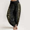 Buddha Stones Cotton Om Mani Padme Hum Pattern Women's Elastic Waist Harem Pants