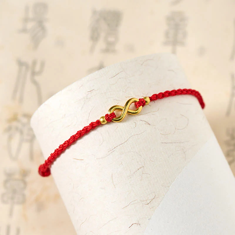 Buddha Stones Infinity Charm Brass Red String Adjustable Protection Bracelet