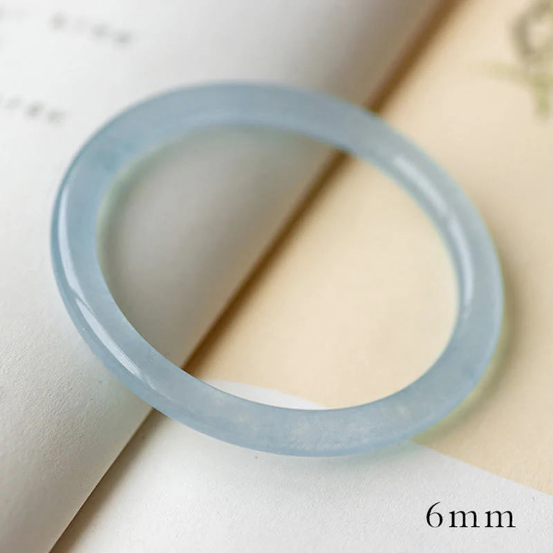 Buddha Stones Natural Aquamarine Serenity Bangle Bracelet (Extra 30% Off | USE CODE: FS30)