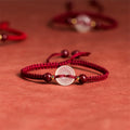 Buddha Stones Peace Buckle White Agate Flat Knot Diamond Knot Red String Connection Bracelet
