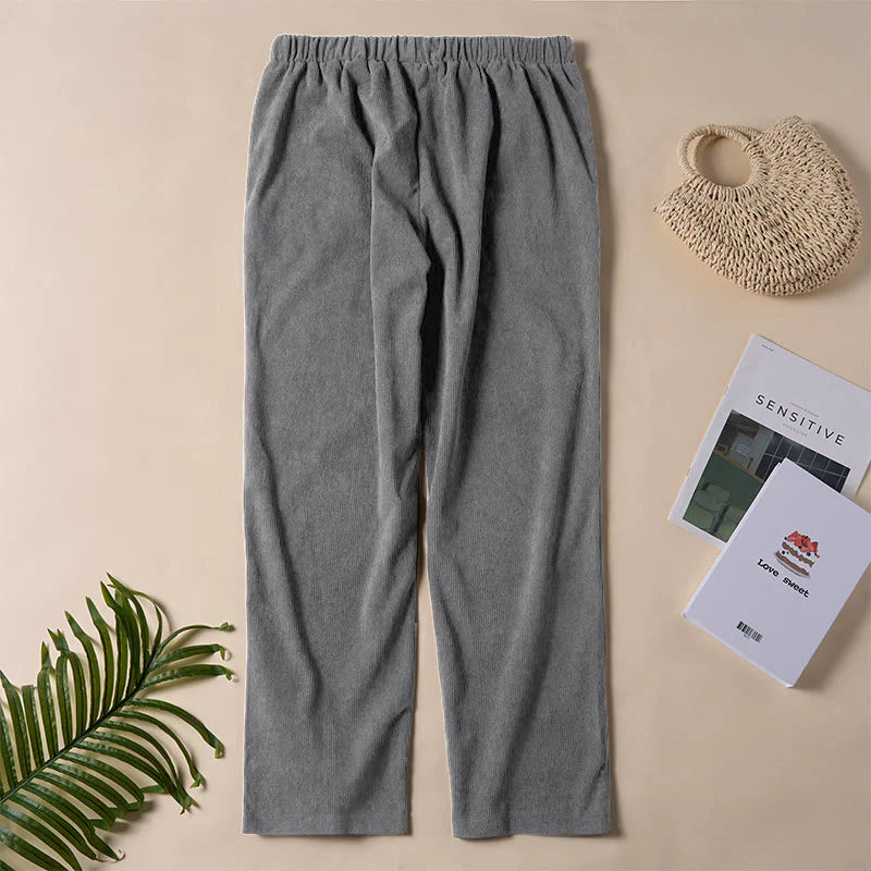 Buddha Stones Women's Commute Pure Color Corduroy Pants With Pockets